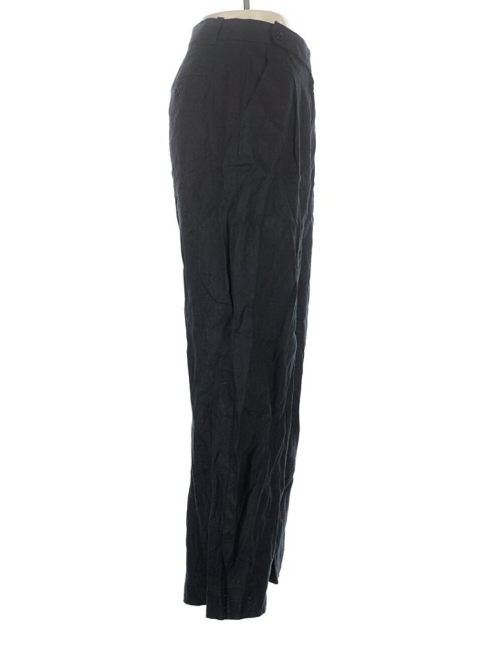 Women's Madewell Size 8 Black Wide Leg Pleat Linen Pants - Picture 3 of 9